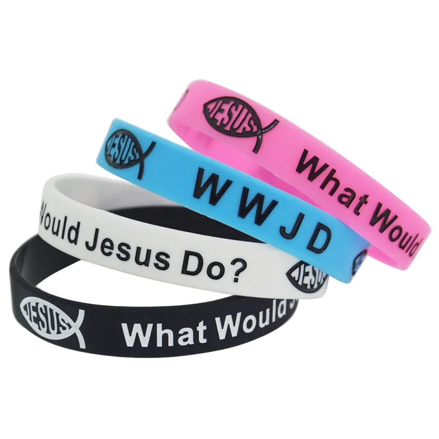 50 unids/lote Jesús ¿ Qué haría Jesús? WWJD silicona debossed lleno de