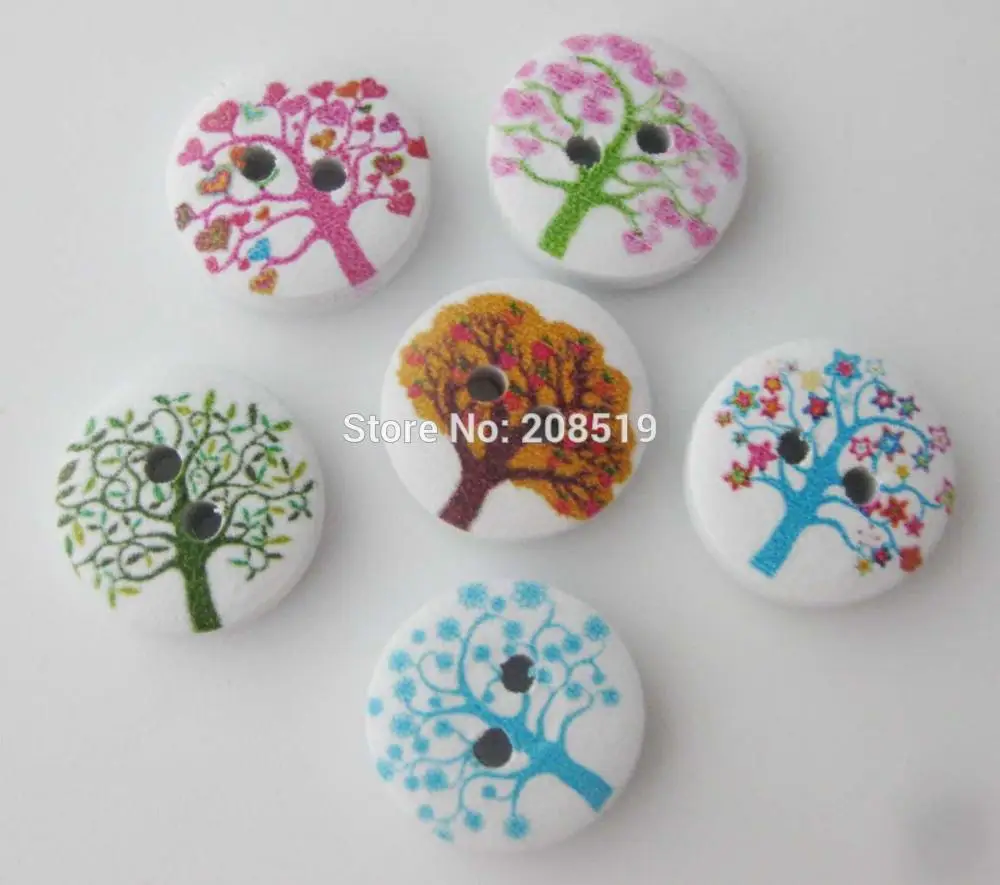 

WBNNLN 15MM round shape baby shirt buttons mix 150pcs printed Tree DIY sewing supplies