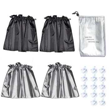 

2020 Car Curtain Sun Shade UV Protect 4 Pcs Side Window Sunshades Front Side Window Adjustable Car Curtain Silver Tape Sunshade