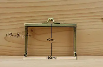 

metal purse frame glue on clasp clip anti bronze 4 inch X 2 3/4 inch A21