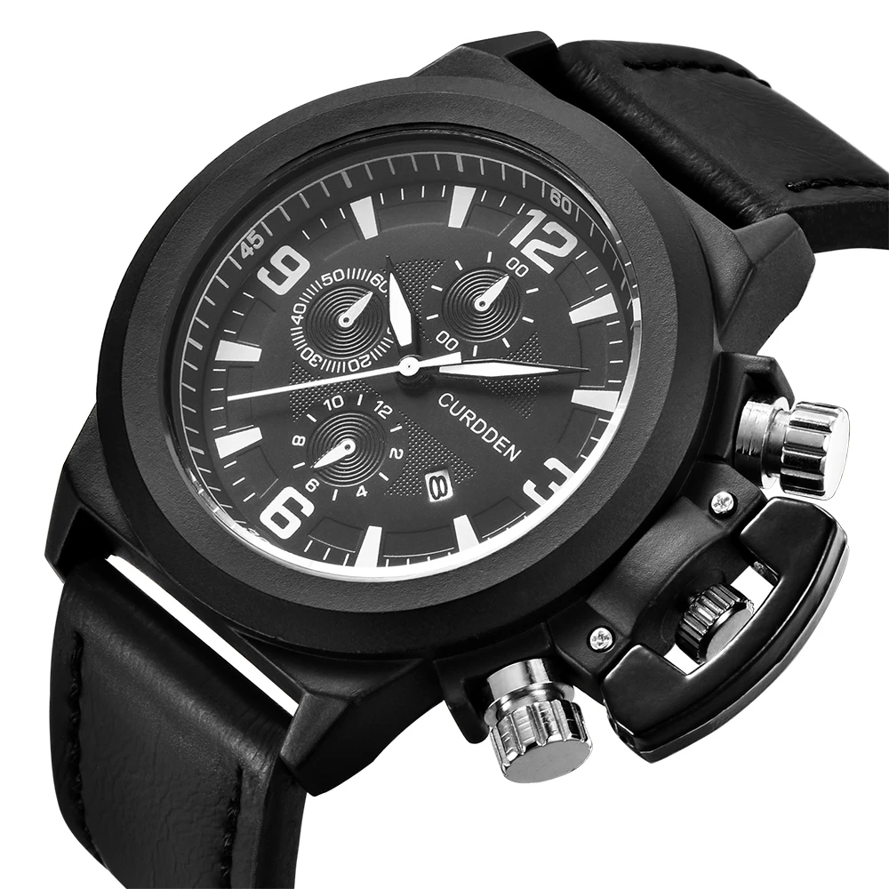 

1pc / lot Watches Mens Fashion Leather Band Date Quartz Wrist Watch XINEW Brand Unique Designer Watches Relogios Masculinos 2020