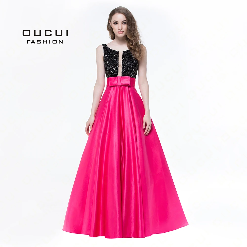 

Real Photos Rose Red Color Crystal Boat Neck Prom Ball Gown Formal Long Evening Dress Wide Sashes Open Back Sexy OL102938