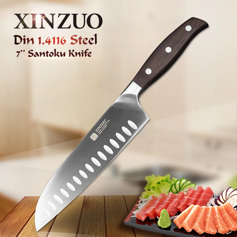 XINZUO 7 inch Santoku Knife GERMAN DIN1.4416 Steel Kitchen Knife Sharp Stainless Steel Japanese Style Chef Knives Kitchen Tool