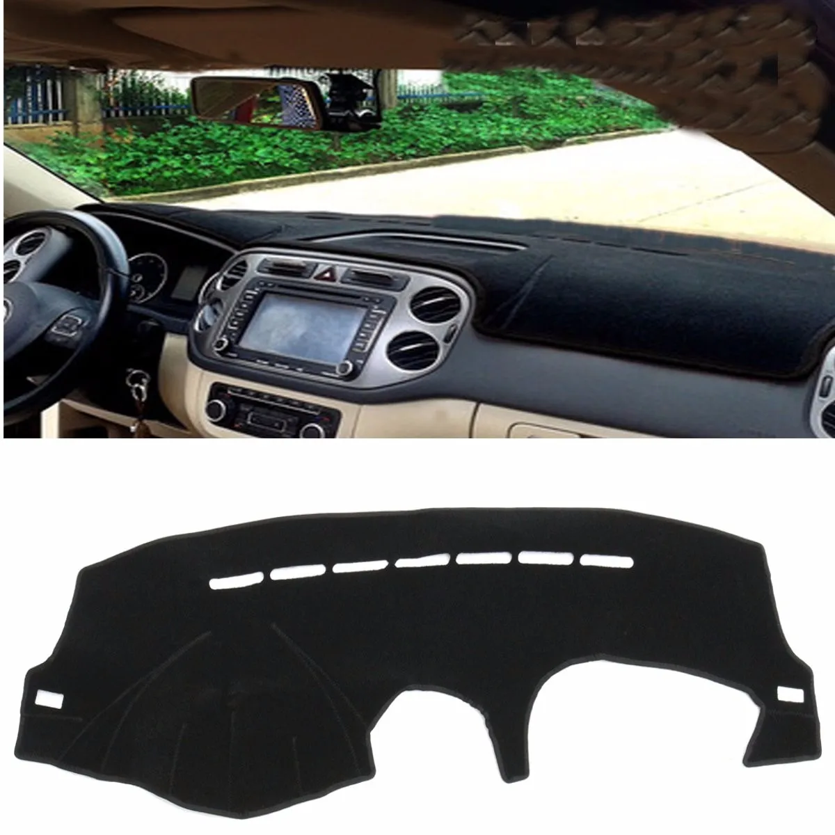 Black LHD Car Dash Mat Dashmat Dashboard Cover Sun Shade Dash Board Cover Carpet Lightproof Pad