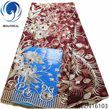 

BEAUTIFICAL lace fabric embroidery beaded nigerian wedding lace fabrics 2019 french lace ML2N161