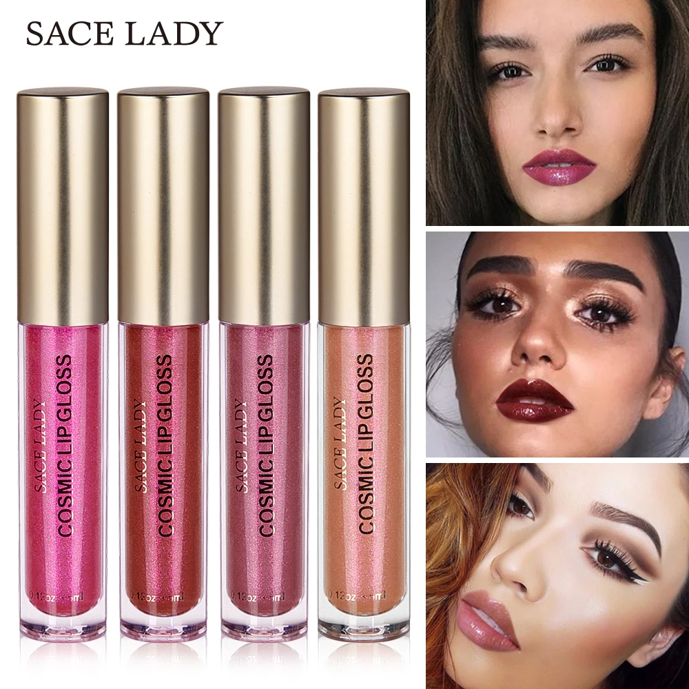 SACE LADY Shimmer Lip Gloss Makeup Liquid Lipstick Tint Glitter Cosmic