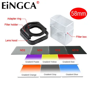 

14in1 Camera Lens Filter Set 58mm Adapter Lens Hood ND2 Gradient Filter Box for Canon 18-55mm STM / for Nikon 50mm f/1.8G Lens