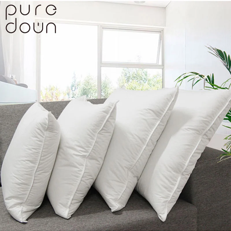 Puredown Home Living Goose Down Neck Pillow And Feather Square White Sleeping White Cotton Throw