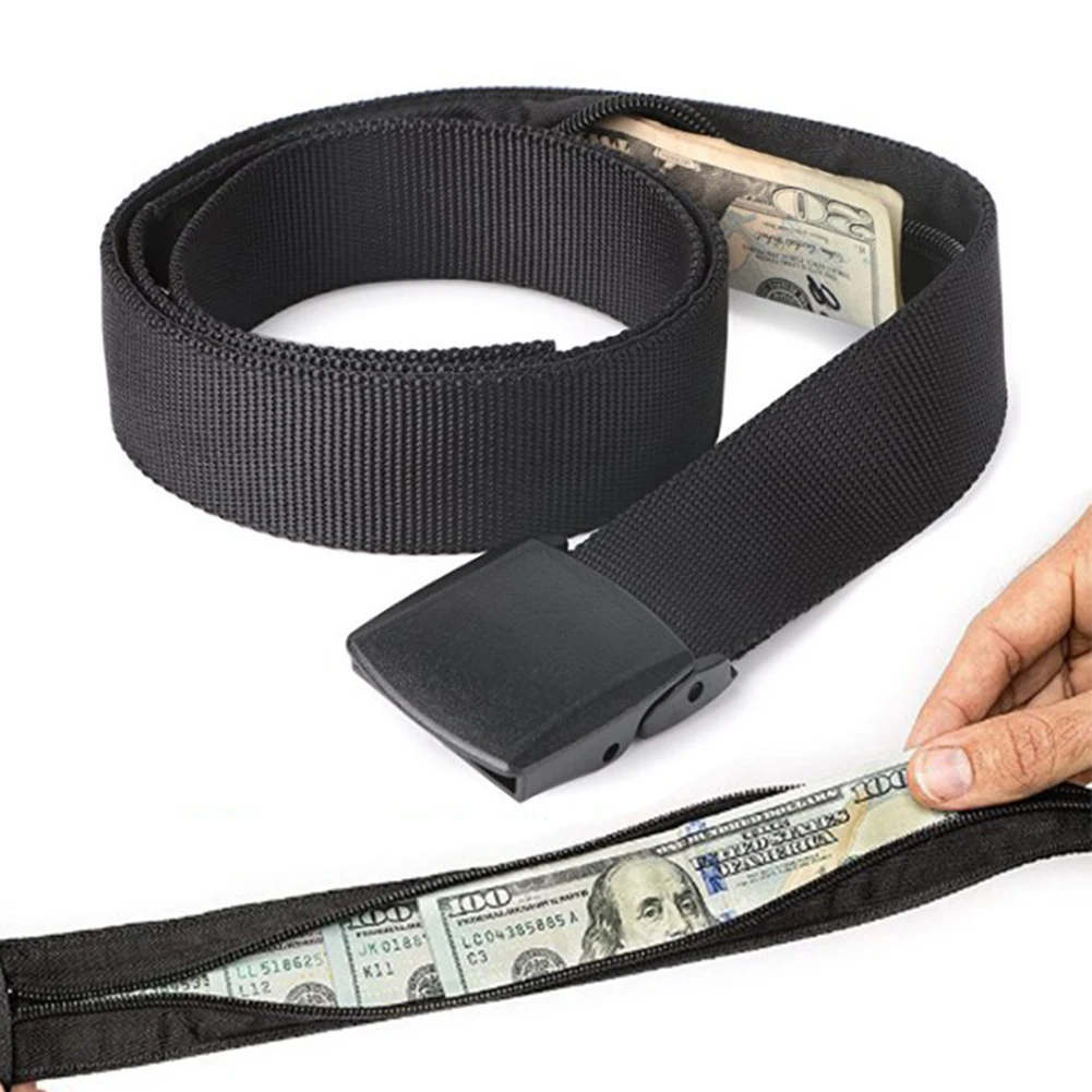 

1Pc Travel Hidden Cash Money Belt Bag Solid Casual Anti Theft Waist Bag Unisex High Quality Fanny Pack Metal Buckle Hot Sale