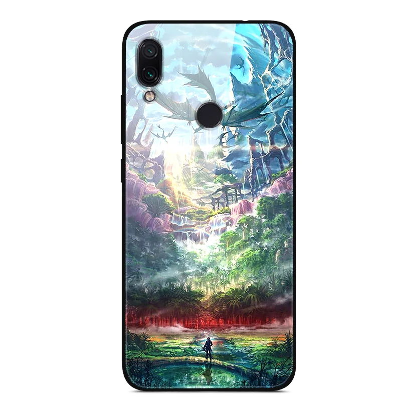 Для Xiaomi Redmi 7 Чехол с милым рисунком из закаленного стекла, Жесткий Чехол для Xiaomi Redmi 7 чехол 6,2", бампер для телефона, fundas Redmi7