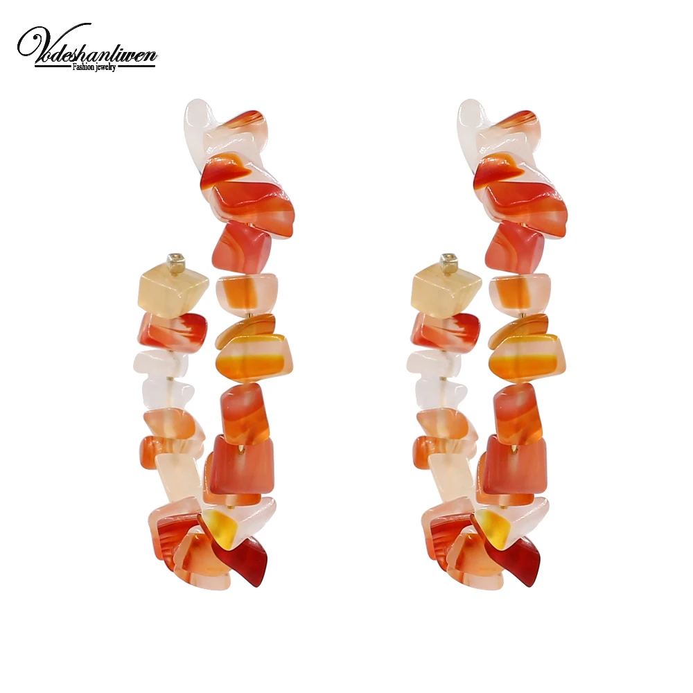 

Vodeshanliwen ZA Fashion Boho Crystal Hoop Earrings For Women 2019 New Vintage Statement Big Earrings Jewelry