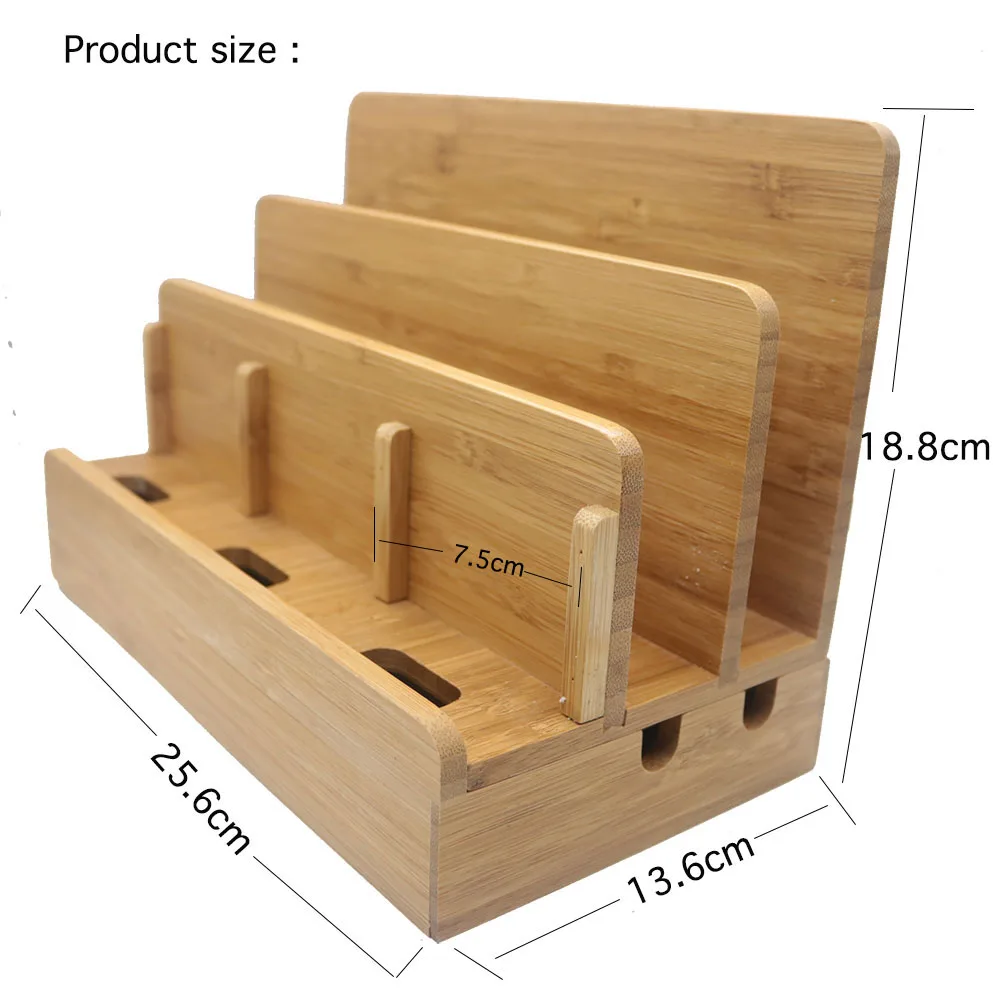 Многофункциональная зарядная станция из натурального бамбука, зарядная док-станция, подставка, держатель, коробка для хранения для iPhone 5, 6 S, 7 Plus, iPad, MAC
