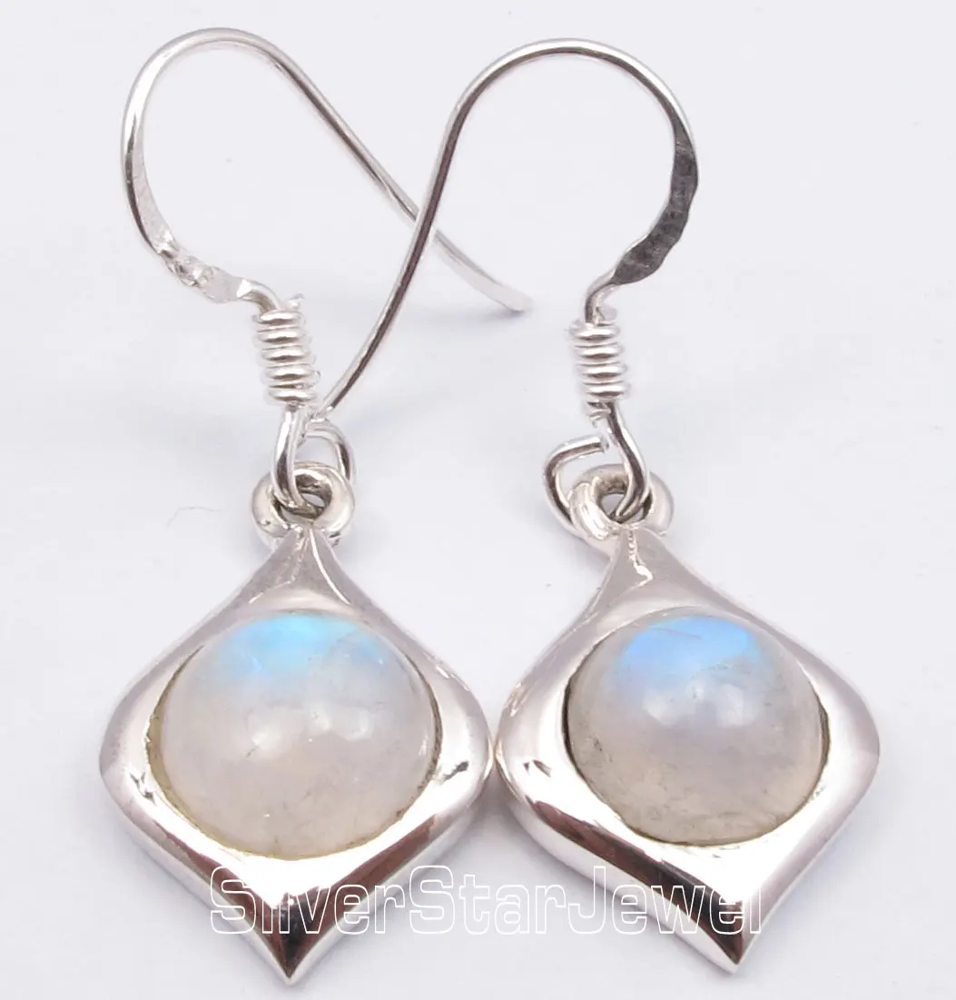 

Chanti International . Silver Beautiful RAINBOW MOONSTONE Cute CHARMING Earrings 3.4 CM