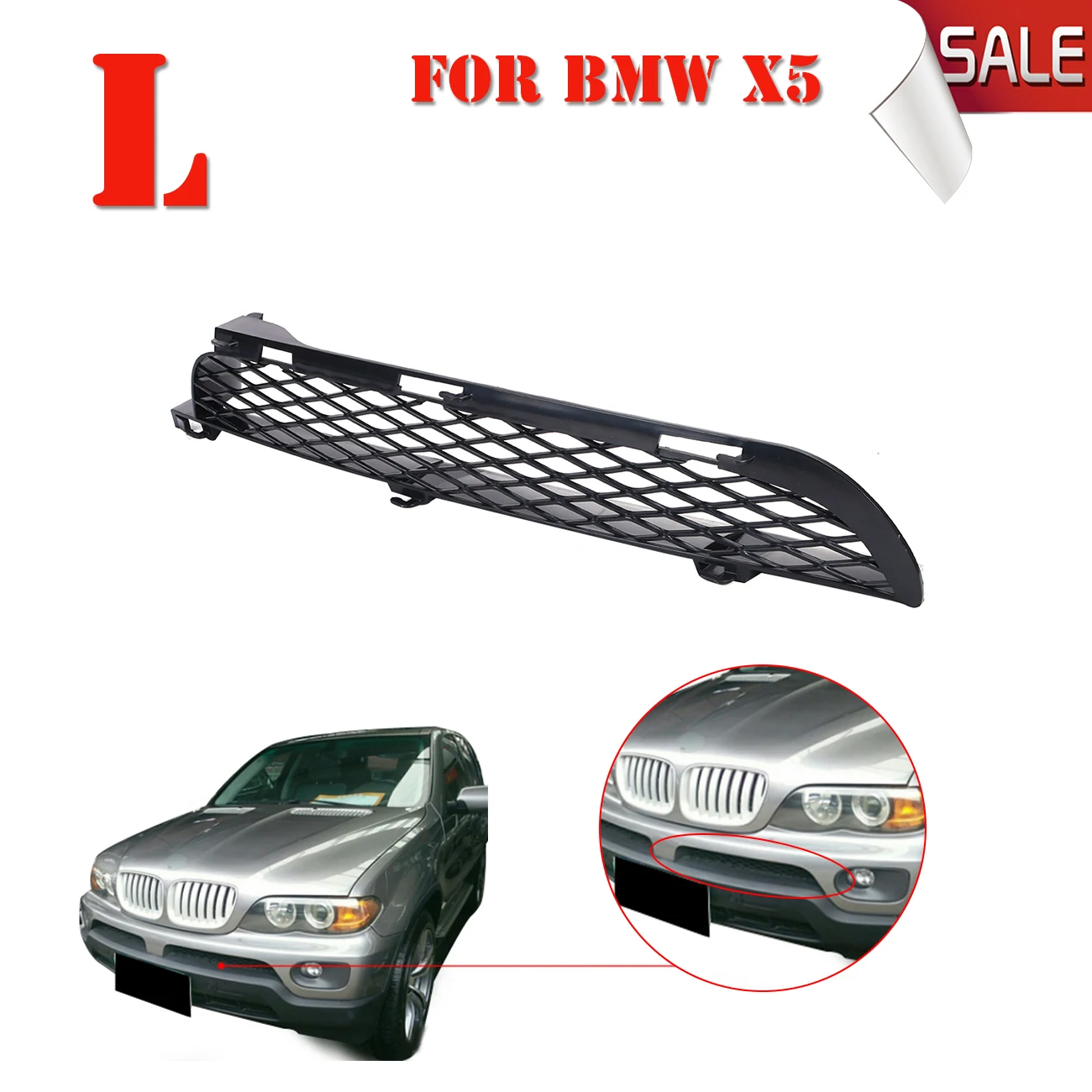 

Left Side For BMW X5 E53 SUV Sprot LCI 2003-2006 Front Lower Bumper Mesh Grille Lattice Radiator Grill Cover #W122-L