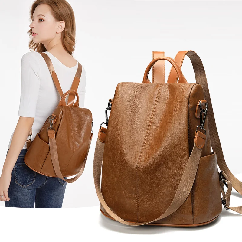 

Women Rucksack Leather Mochila Escolar New wild fashion large capacity printing backpack