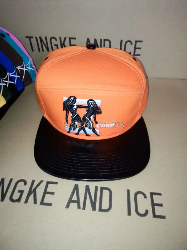 Розничная, гибридный Snapback шляпа, Orange, близнецы,, 3d вышивка, хлопок, квадратный краев, наивысшего качества класс