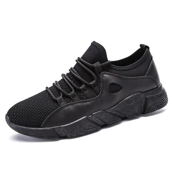 

2019 Spring Summer New Men All Black Casual Sports Shoes Mesh Breathable Men Running Shoes Men Shoes Sneakers tenis masculino