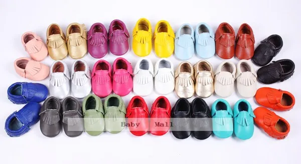 Cores de Couro Macio do Bebê Caminhantes da Criança do Bebê Genuíno Menino Sapatos Primeiros Mocassins Anti-deslizamento Infantil Franja 24 2 24 cores de couro genuíno macio do