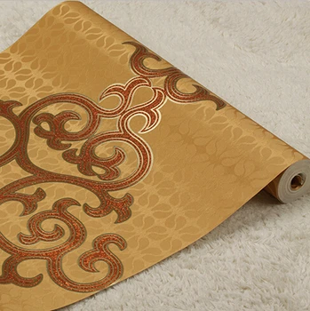 

European luxury 3D PVC Wallpaper Roll Damascus Style Classical Decoration Desktop Wallpaper 3D Wall Paper For Living Room TV