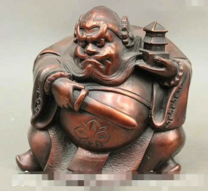 

S03948 Chinese Pure Bronze Japan Buddhist Exorcism Protector Deity Buddha Pagoda Statue