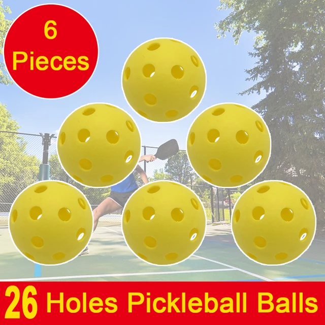 US $12.99 6 Pieces Pickleball balls 26 Holes Tennis Balls Golf Balls For Indoor Practice Light Durable Resist