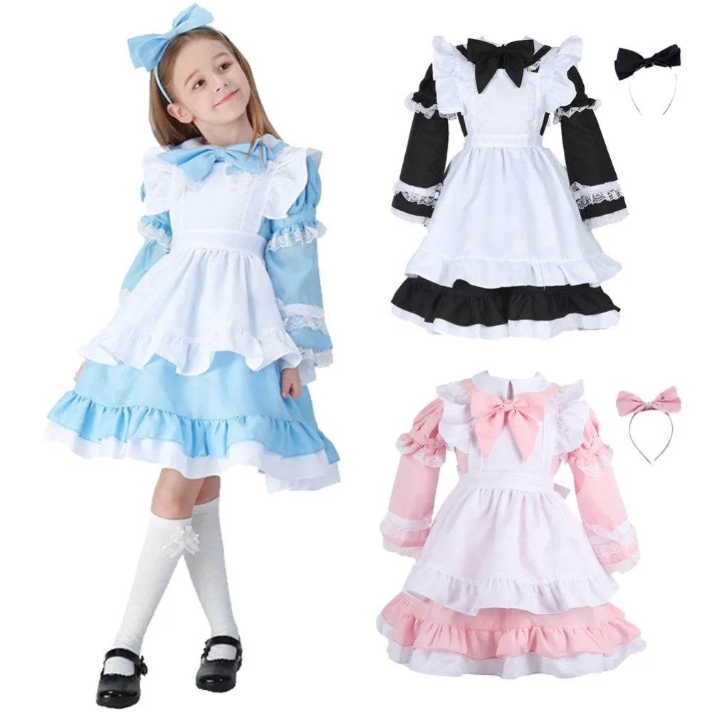 Kids' Maid Dress Children's Halloween Costume Alice In Wonderland Costume for Little Girls 