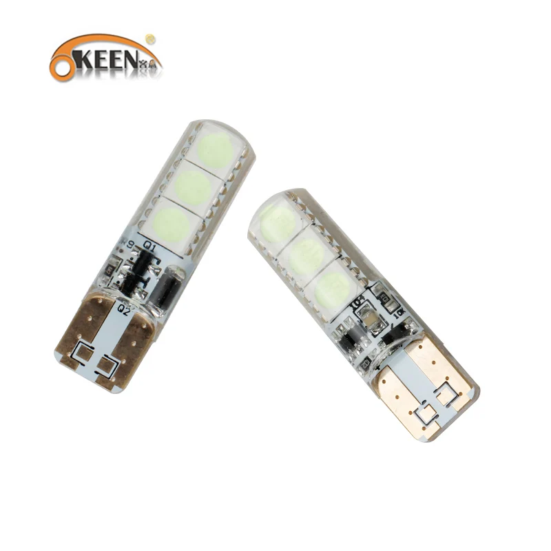 Keen из 2 предметов синий автомобиль светодиодные лампочки T10 силиконовые 6smd 5050 LED T10 W5W Lampadine LED авто тюнинг LED лампы для Peugeot 307