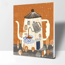 Безрамная картина Кофейня DIY живопись по номерам Современная Настенная живопись ручная роспись маслом на холсте для домашнего декора