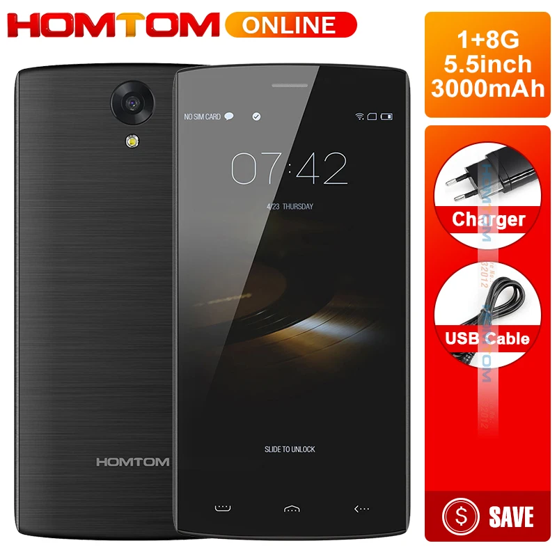 Оригинальный разблокировать HOMTOM HT7 5 ''смартфон с Android 1 3G MTK6580 4 ядра 0 ГГц г + 8
