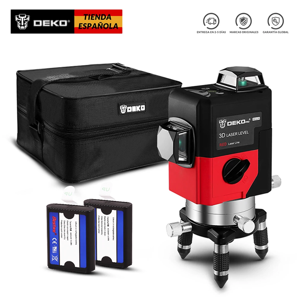 DEKO Original LL12-HV 12Lines 3D Laser Level Self-Leveling 360 degre Horizontal & Vertical Cross Outdoor can use Detector