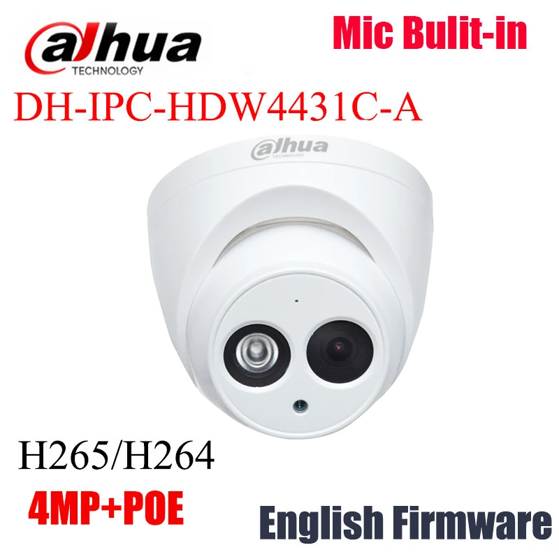  2016 Newest arrival Dahua IPC-HDW4431C-A 4MP Full HD Network IR Mini Camera POE Built-in MIC cctv network dome DH-IPC-HDW4431C-A 
