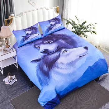

ZEIMON 3D Bedding Set Duvet Cover Bedclothes Pillow Printing Wolves Kiss twin Bed Set Animal Pattern Home Textiles