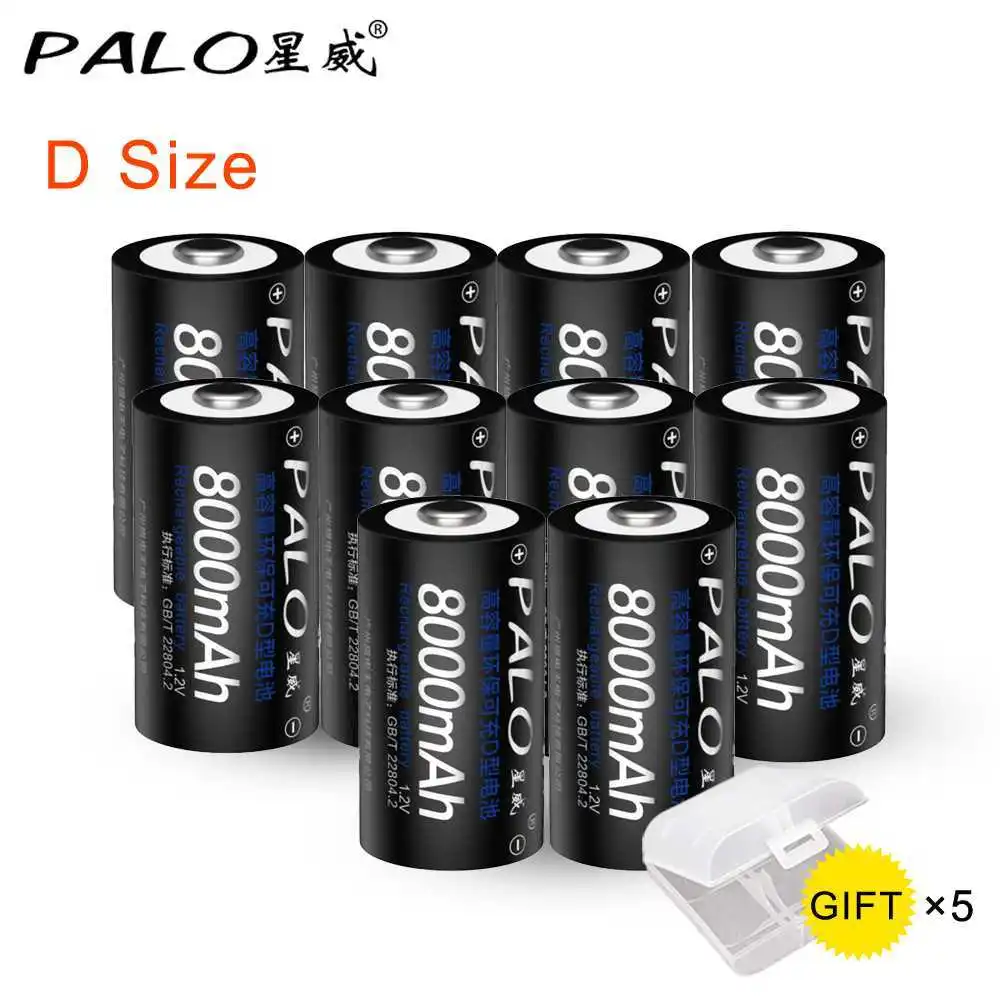 2 шт 8000mAh 1,2 v D Размер аккумуляторные батареи для игрушечных инструментов камера Микрофон газовая плита с 1 батарейным боксом - Цвет: 10pcs