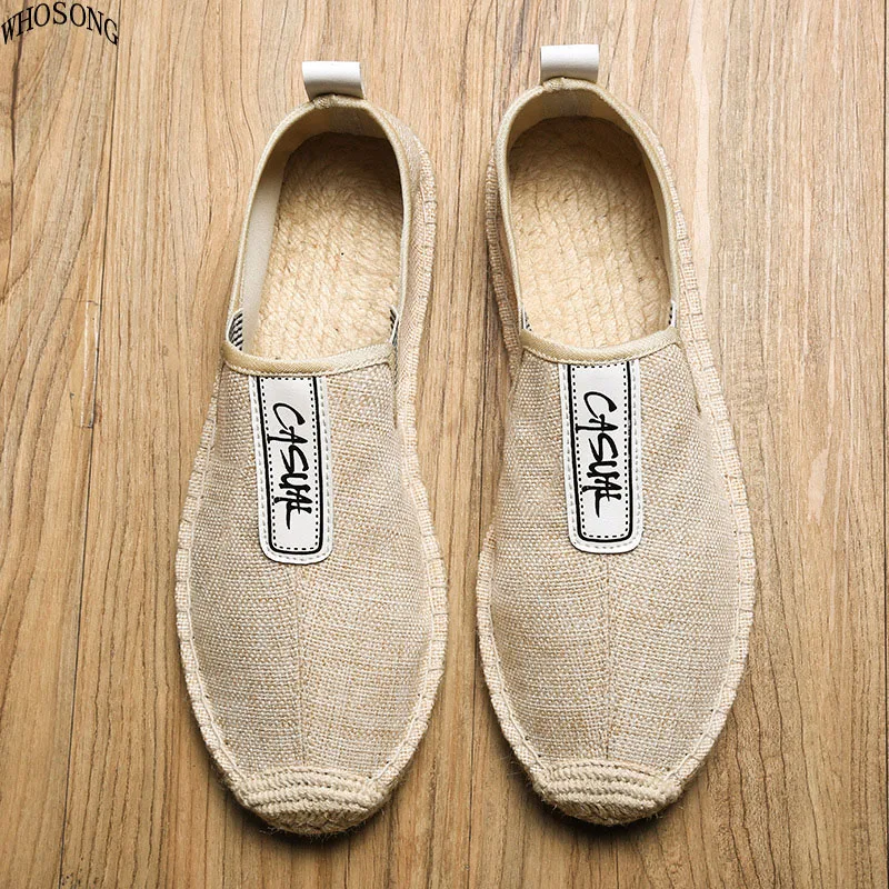 

Summer Breathable Footwear Men's Flat Canvas Shoes Hemp Lazy Flats For Men Cheap Moccasins Male Loafers Driving Shoes M236