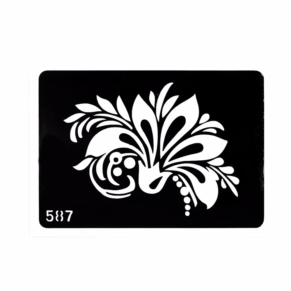 6 Pieces Hollow Small Henna Tattoo Stencil Abstract Pattern for Unisex DIY Body Art Paint Decor Indian Tattoo Template Number#05 (3)