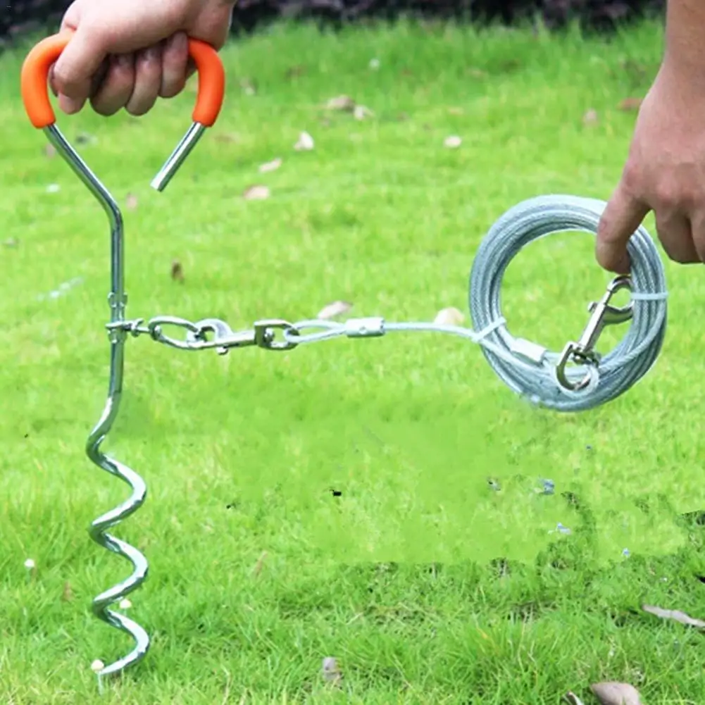 

Heavy Duty Pet Dog Leash Spiral Tie Metal Screw Stake Corkscrew Safe For Outdoor Camping Garden Ground Cable Lead Wire Dropship