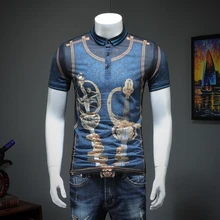 Летняя мужская рубашка поло с отворотом и коротким рукавом с принтом qiantang qt2009 номер артикула T325 P75