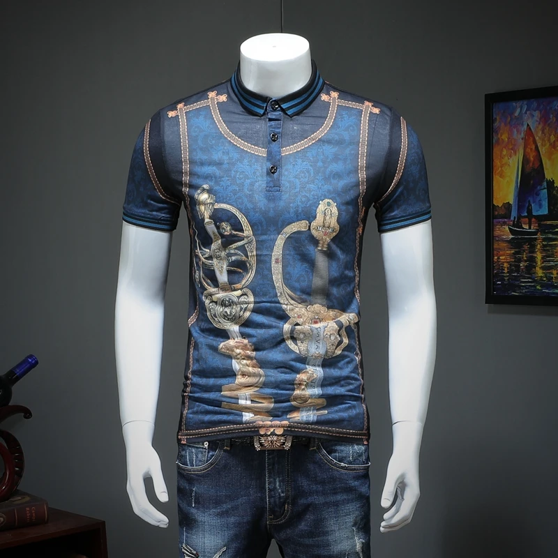 

2019 summer men lapel POLO short-sleeved shirt printing qiantang qt2009 article number T325 P75