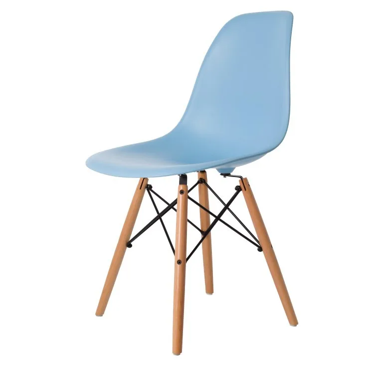 Модный современный дизайн обеденный стул со спинкой с деревянными ножками/пластиковый классический Лофт стул для кафе/набор мебели для столовой Chair-2PCS - Цвет: Blue 1