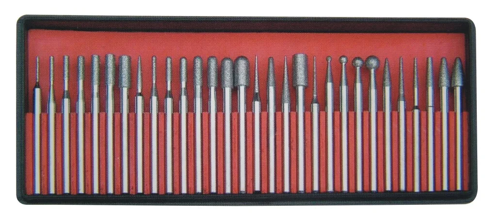

30pc Electroplated diamond grinding mounted point set
