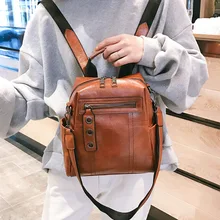 Винтажный женский рюкзак маленький мягкий PU кожаный женский рюкзак многофункциональные сумки на плечо для девочек школьная сумка Черный Mochila