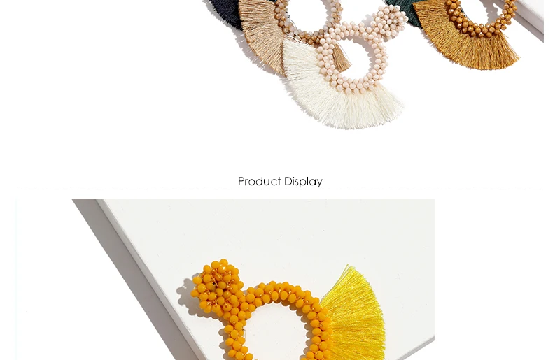 Long Bead Tassel Earrings Statement Bijoux Vintage Round Dangling Earrings For Women Cotton Drop Earings Fashion Jewelry (3)