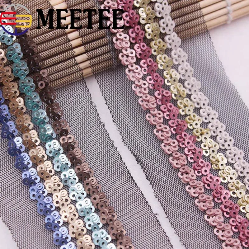 

4Yards Sequins Lace Trims Lace Ribbons Ruban Dentelle Dance Dress Applique Sewing Lace Trimmings DIY Crafts