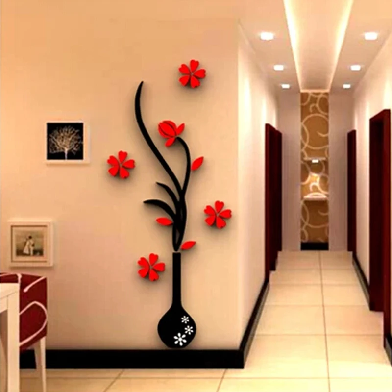 32 см X 80 см 3D Красный цветок декорацион Hogar модерано Наклейки На Стену Цветы decoracha Para Quarto Decoracion Hogar модерно