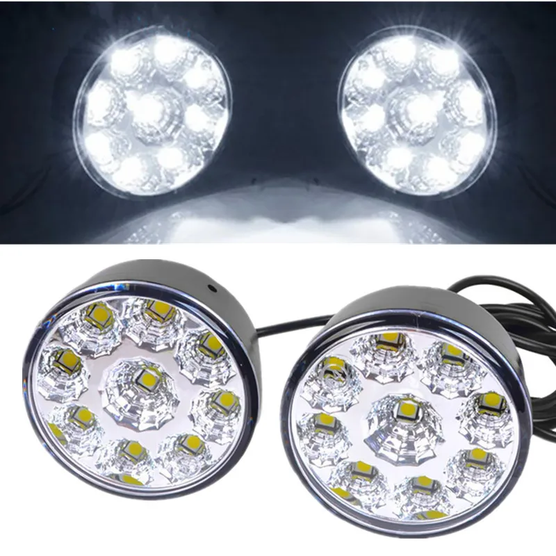 10pair Waterproof Led Drl Daytime Running Light Fog Lamp White 9 LED SMD Day Lamps Car