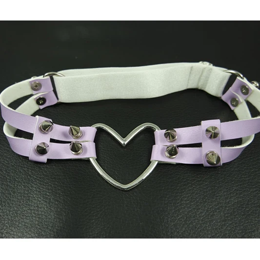 Sexy Sweet Big Large Heart Garter Belt 5 Colors Handmade Double Studded Elastic Back Leg Loop