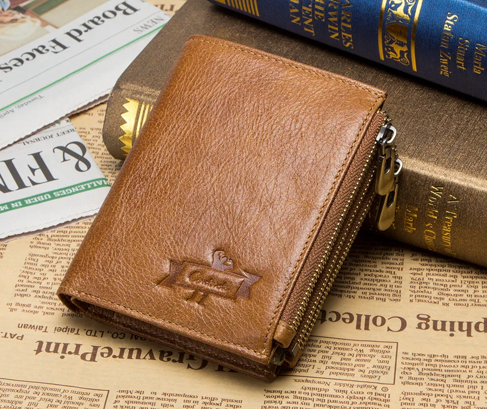 CONTACT'S мужские короткие кошельки натуральная кожа молния портмоне держатели карт кошелек для мужчин большой емкости RFID