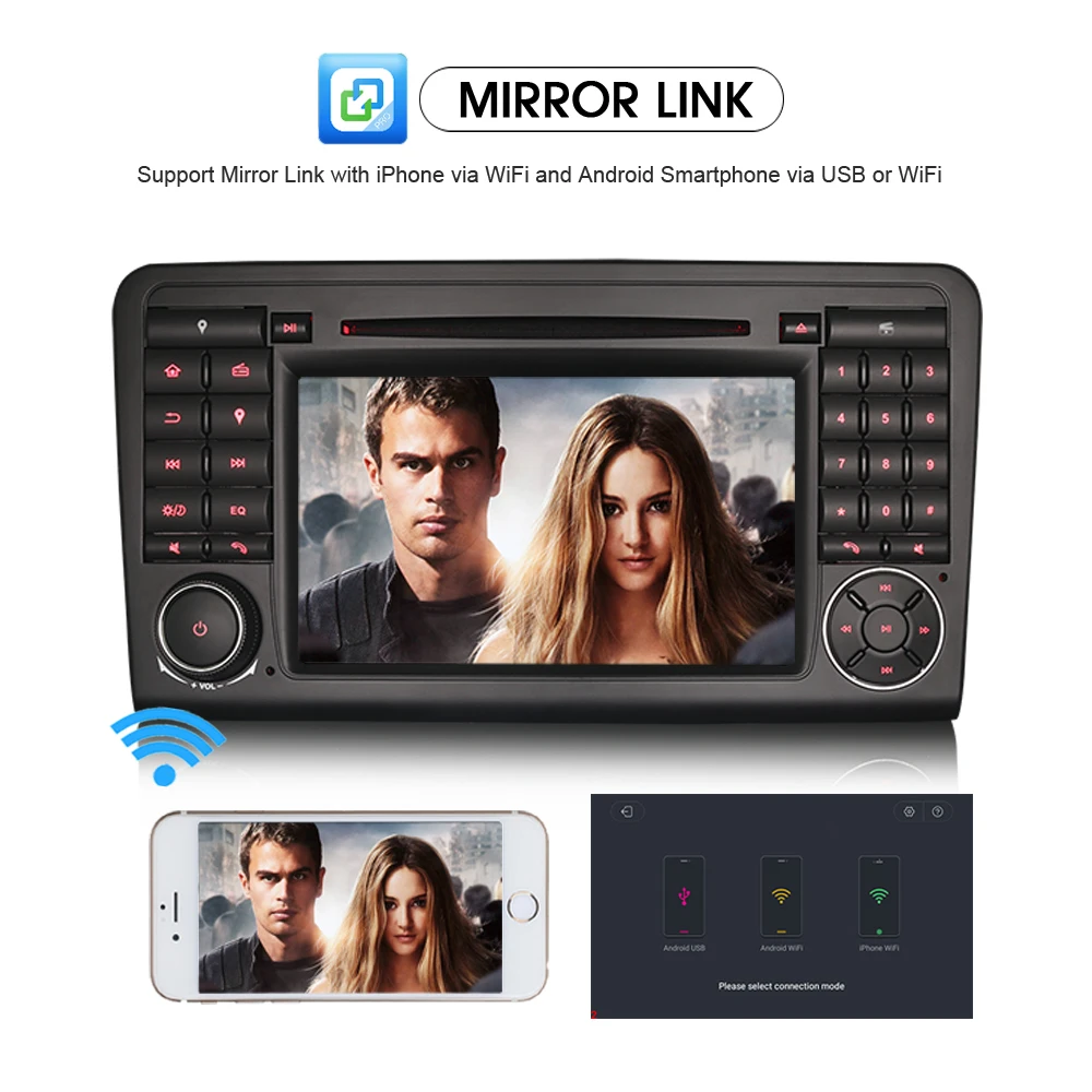 Excellent 7"Android 8.0 Head Unit GPS Navi Wifi MP3 Player DAB+ Radio DTV-IN Car DVD player for Mercedes Benz ML-Class W164 ML330 ML350 1