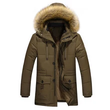 Мужские зимние теплые пуховики, пальто с натуральным меховым капюшоном, утепленные бархатные стеганые тонкие куртки на молнии, большие размеры 5XL 2J0010