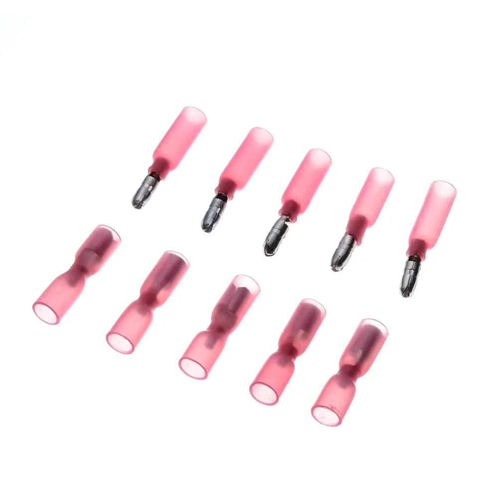 100PCS Insulated&Waterproof Heat Shrink Red Male/Female Heat Shrink Connectors Terminals Seal
